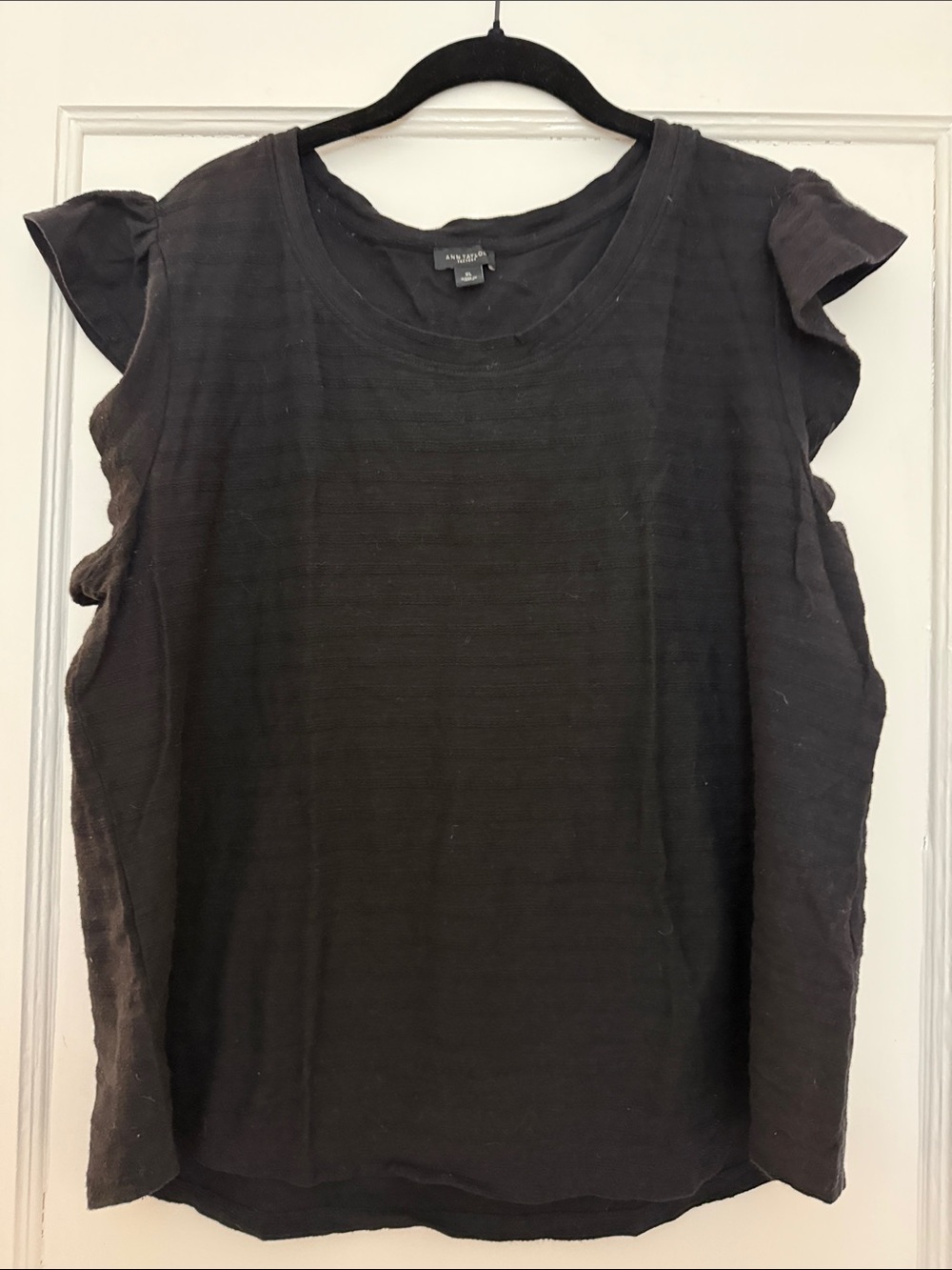Ann Taylor factory Black Ruffle Sleeve Tank